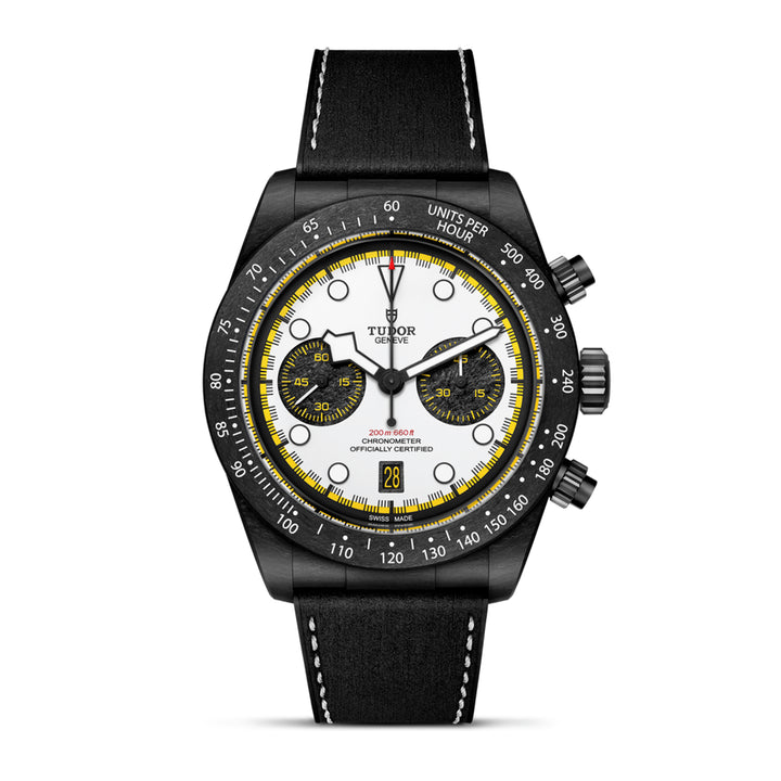 TUDOR Black Bay Chrono "Carbon 26" automatique en composite de carbone noir bracelet cuir et caoutchouc 42 mm M79377KN-0003