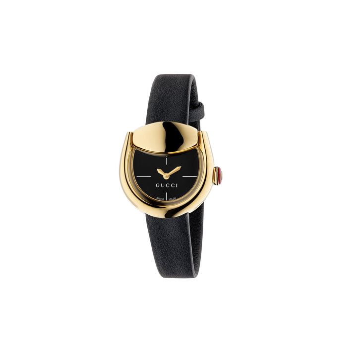 Montre Gucci Horsebit quartz en acier inoxydable bracelet cuir 27 x 25mm YA168505