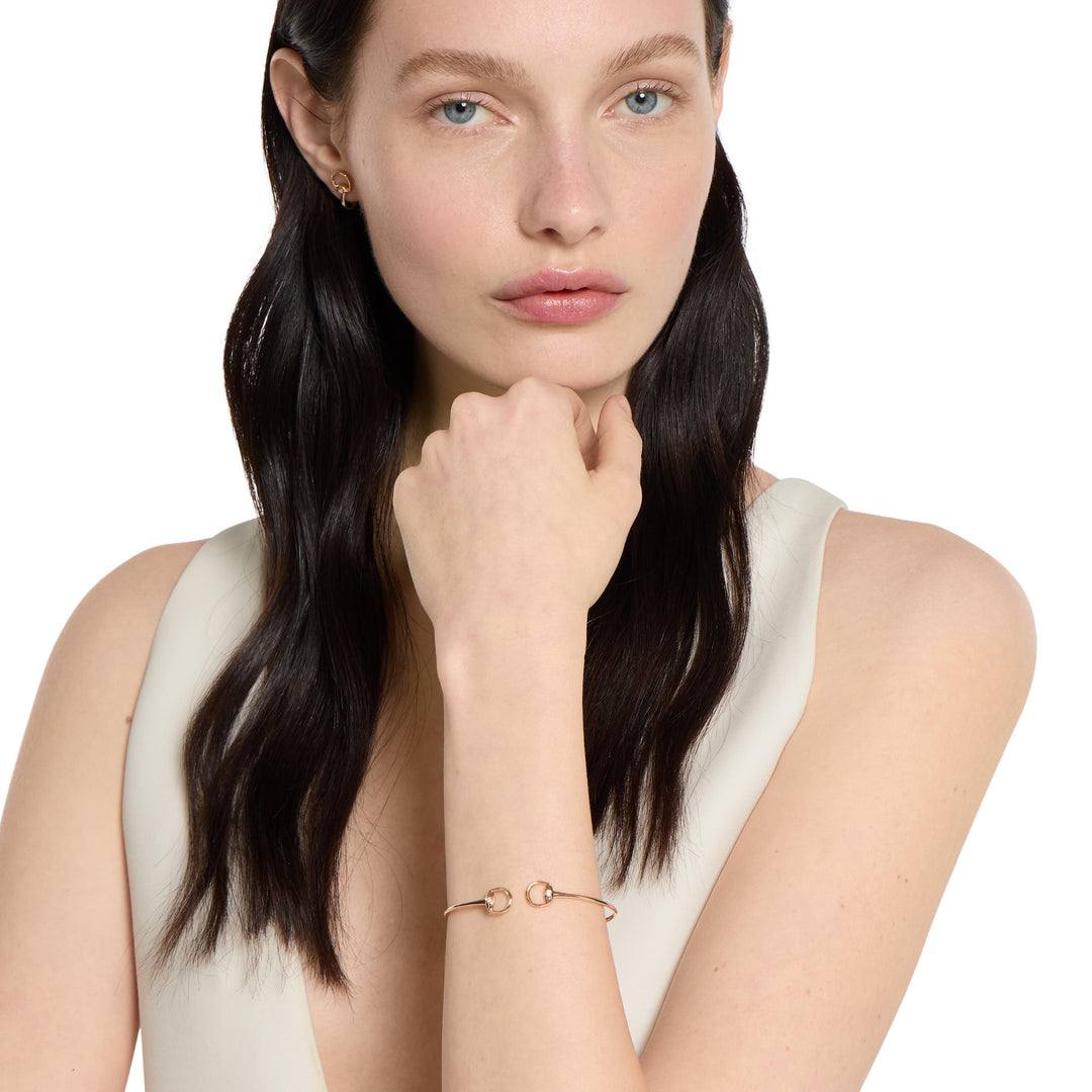 Bracelet Gucci Horsebit en or rose 18k et diamants YBA837620001