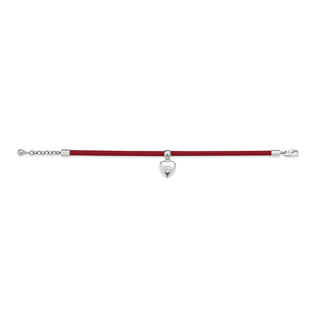 Gucci Blind For Love bracelet in 925 sterling silver and red leather YBA854381001