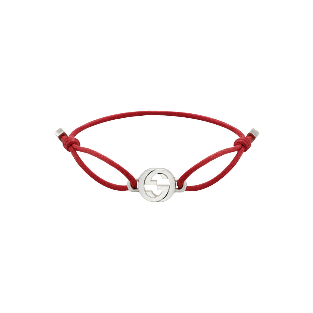 Bracelet Gucci Interlocking en argent sterling bracelet cuir rouge YBAA002MN002