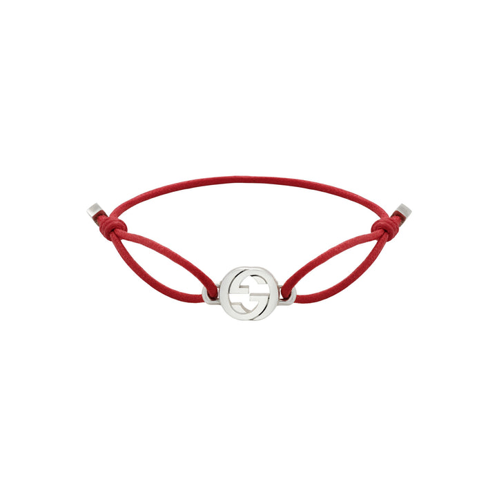 Bracelet Gucci Interlocking en argent sterling bracelet cuir rouge YBAA002MN002