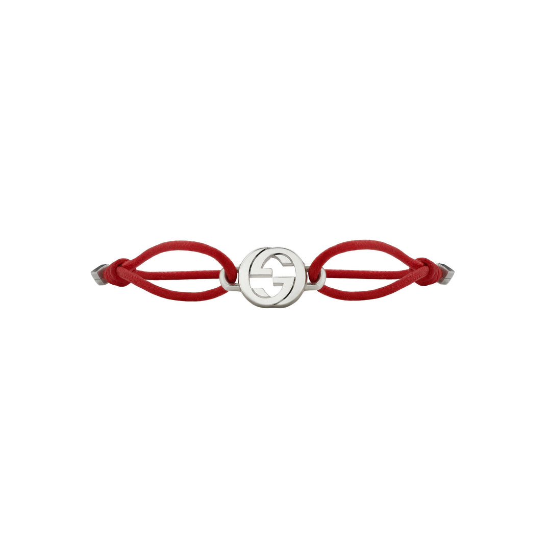 Bracelet Gucci Interlocking en argent sterling bracelet cuir rouge YBAA002MN002