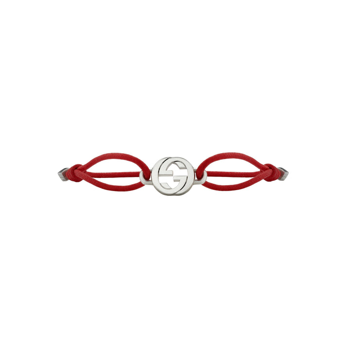 Bracelet Gucci Interlocking en argent sterling bracelet cuir rouge YBAA002MN002