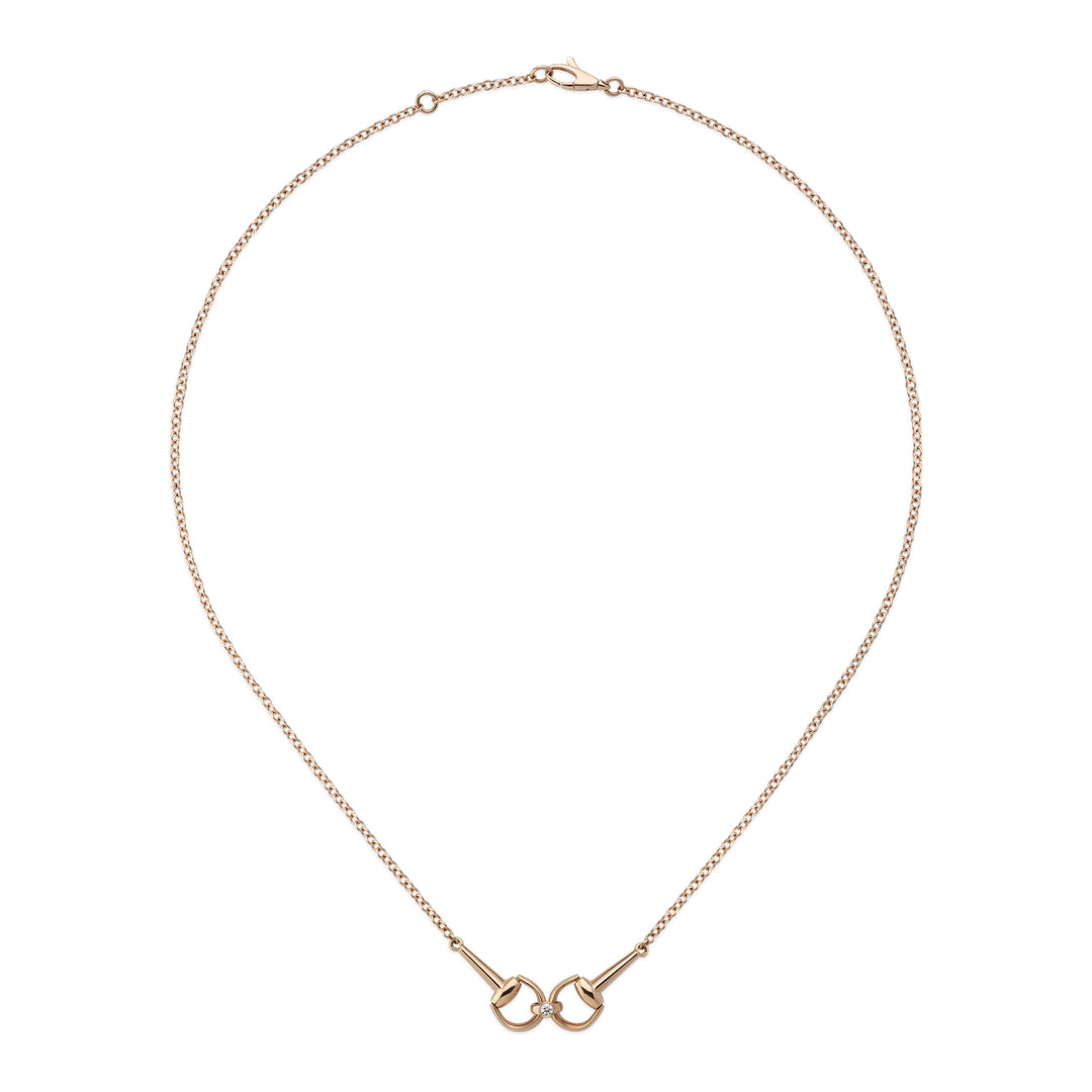 Gucci Horsebit 18k rose gold and diamond necklace YBB796833001