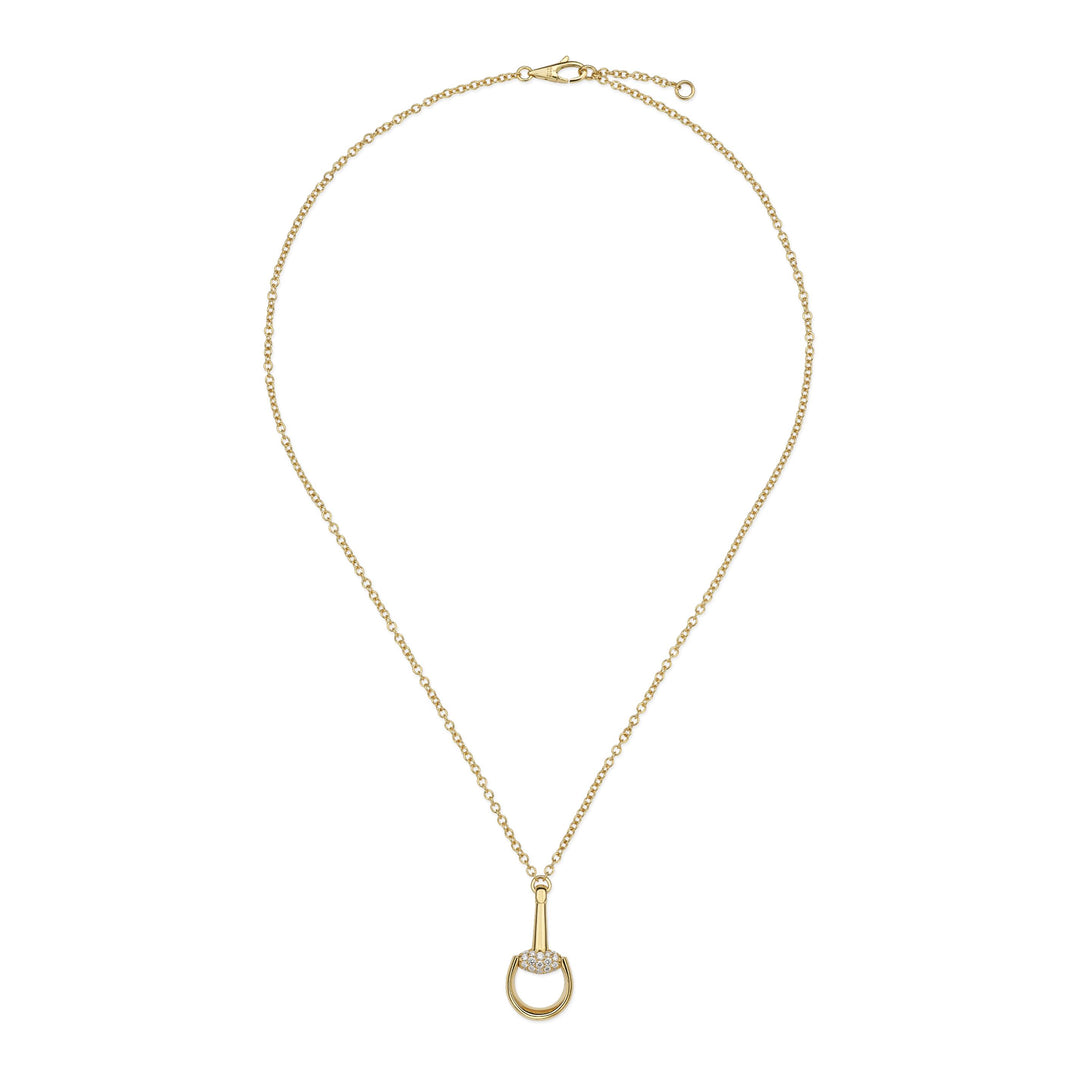 Gucci Horsebit necklace in 18k yellow gold and diamonds YBB832321002