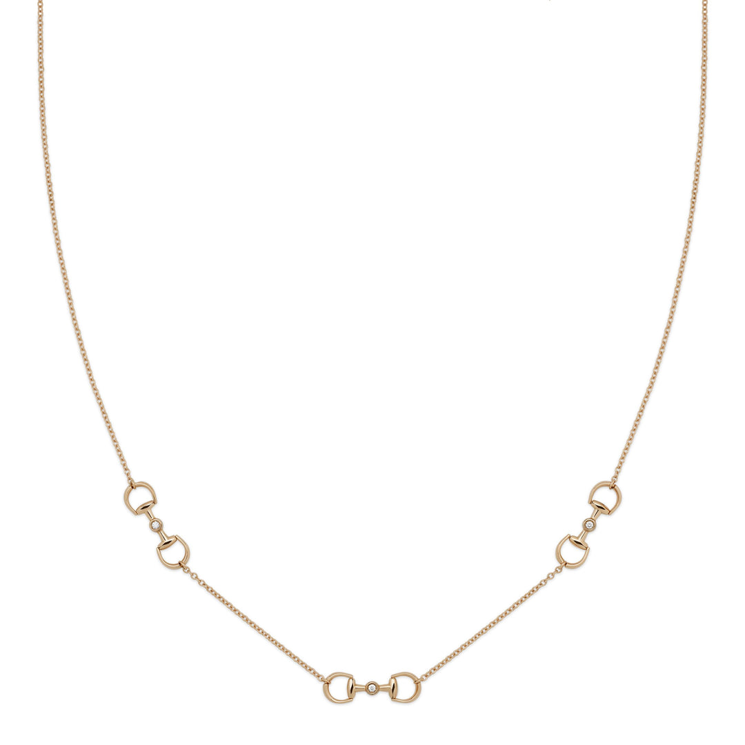 Gucci Horsebit Necklace in 18K Rose Gold and Diamonds YBB837596001