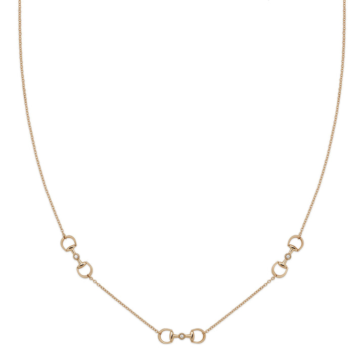 Gucci Horsebit Necklace in 18K Rose Gold and Diamonds YBB837596001