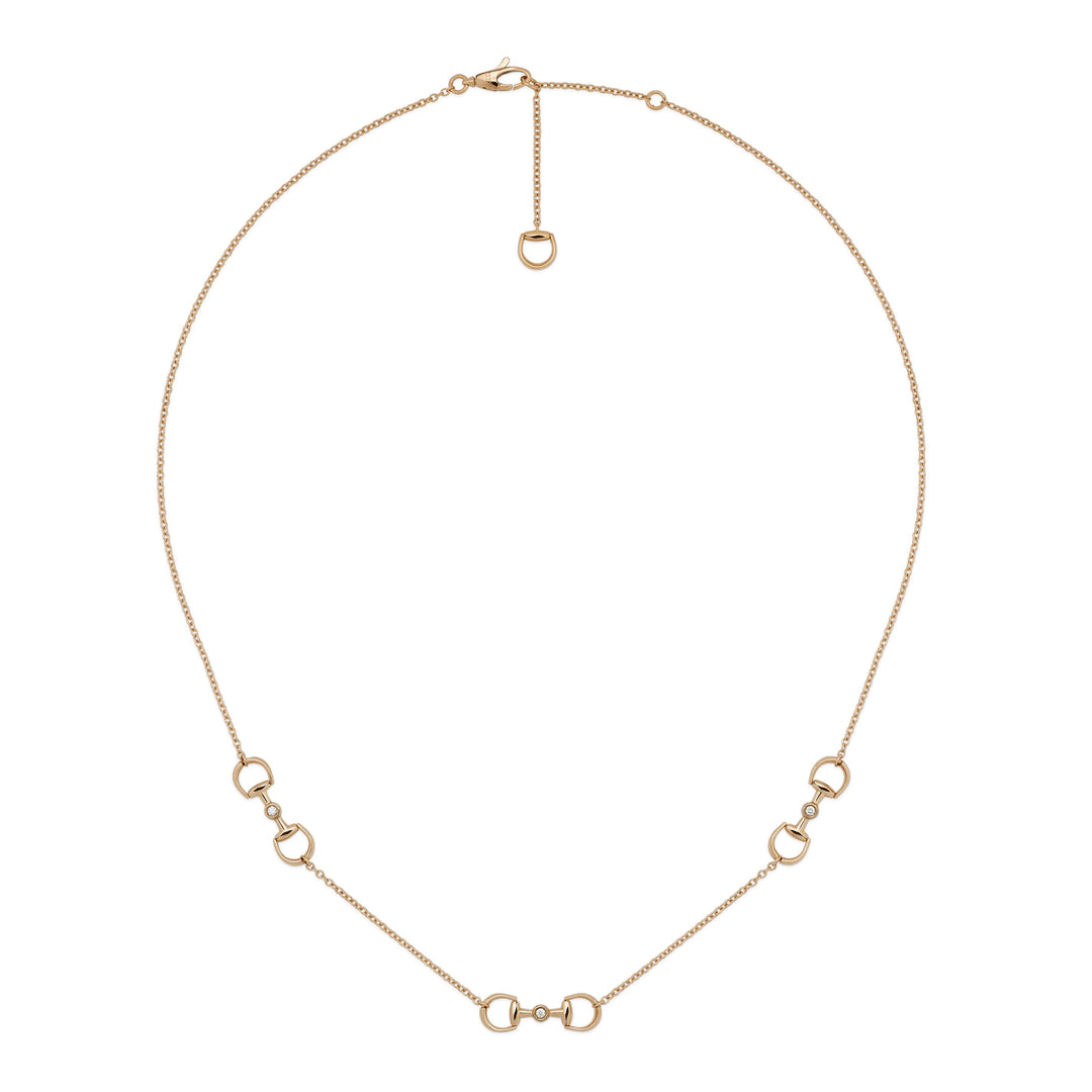 Gucci Horsebit Necklace in 18K Rose Gold and Diamonds YBB837596001