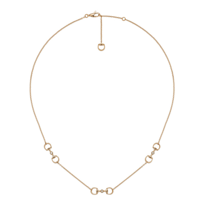 Gucci Horsebit Necklace in 18K Rose Gold and Diamonds YBB837596001