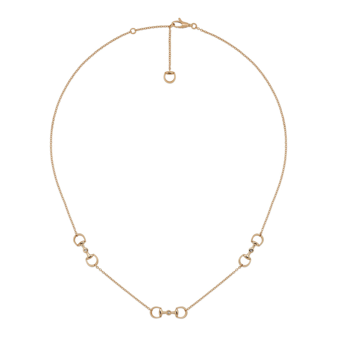 Gucci Horsebit Necklace in 18K Rose Gold and Diamonds YBB837596001
