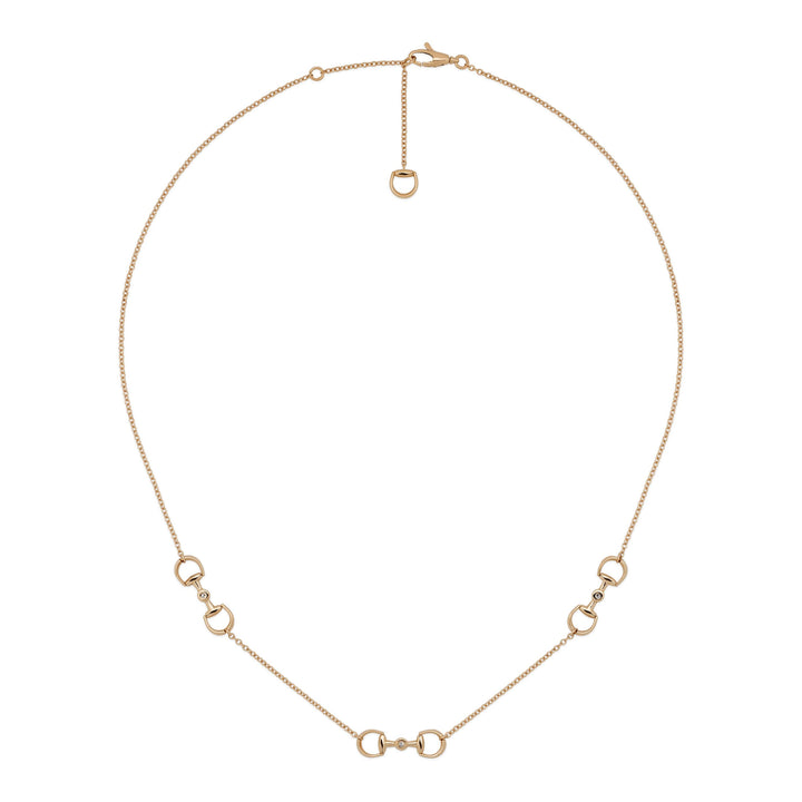 Gucci Horsebit Necklace in 18K Rose Gold and Diamonds YBB837596001