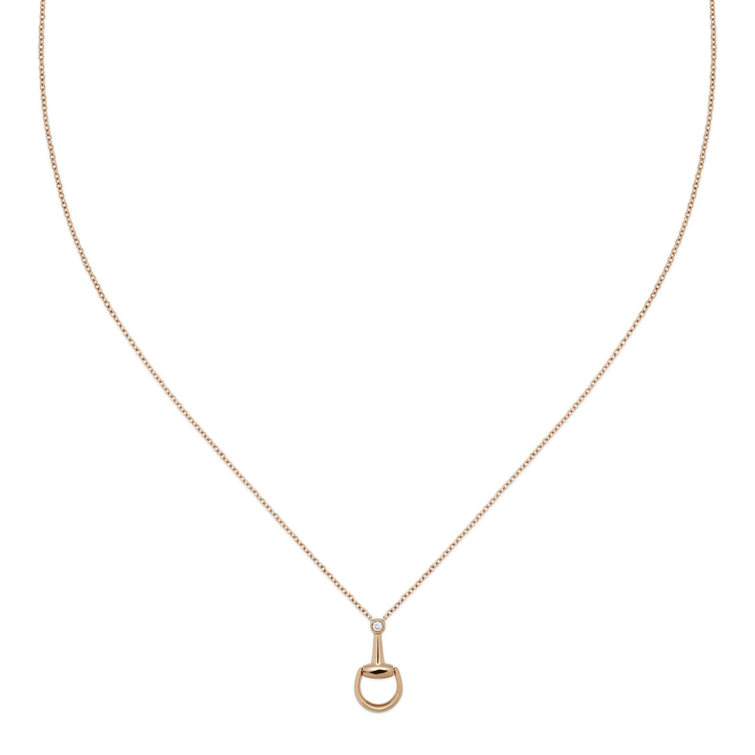 Collier Gucci Horsebit en or rose 18k et diamants YBB837599001