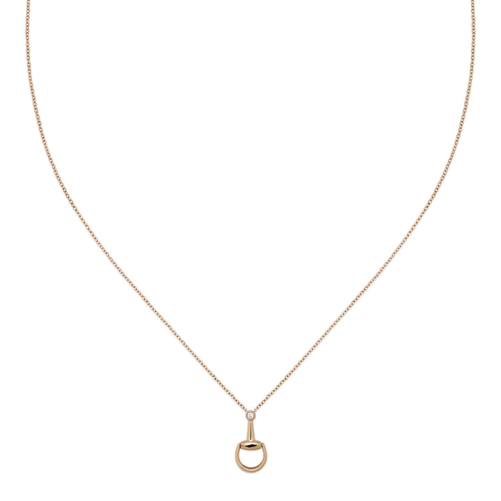 Collier Gucci Horsebit en or rose 18k et diamants YBB837599001