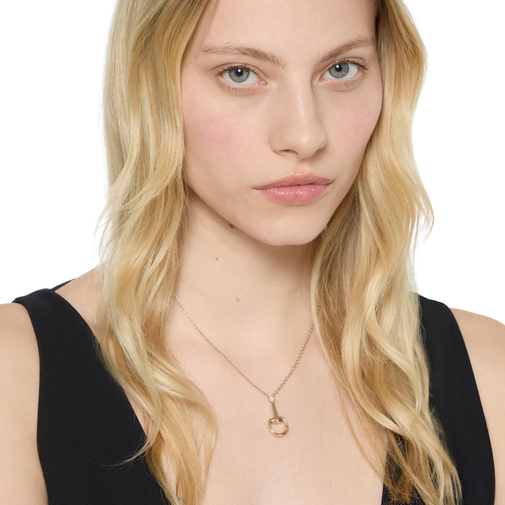 Collier Gucci Horsebit en or rose 18k et diamants YBB837599001