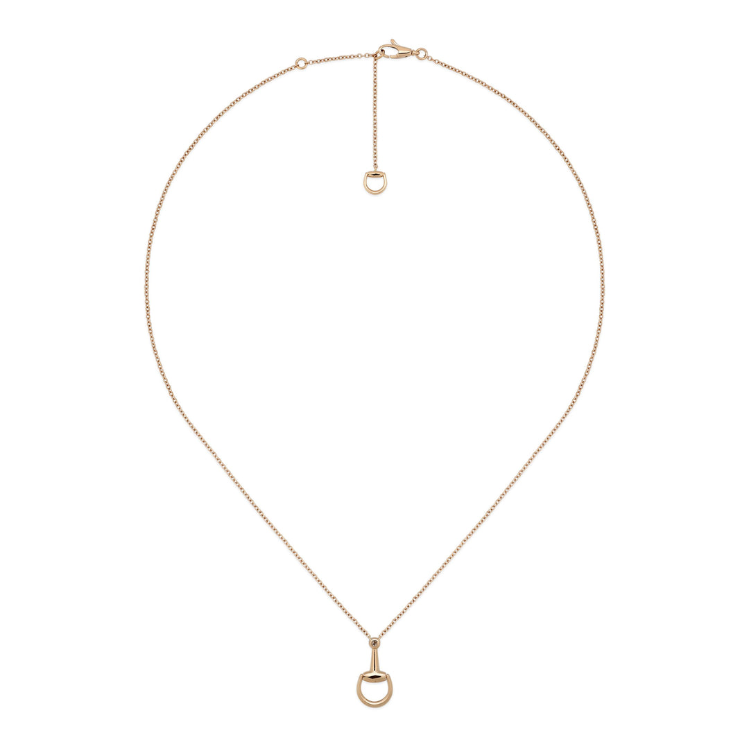 Collier Gucci Horsebit en or rose 18k et diamants YBB837599001