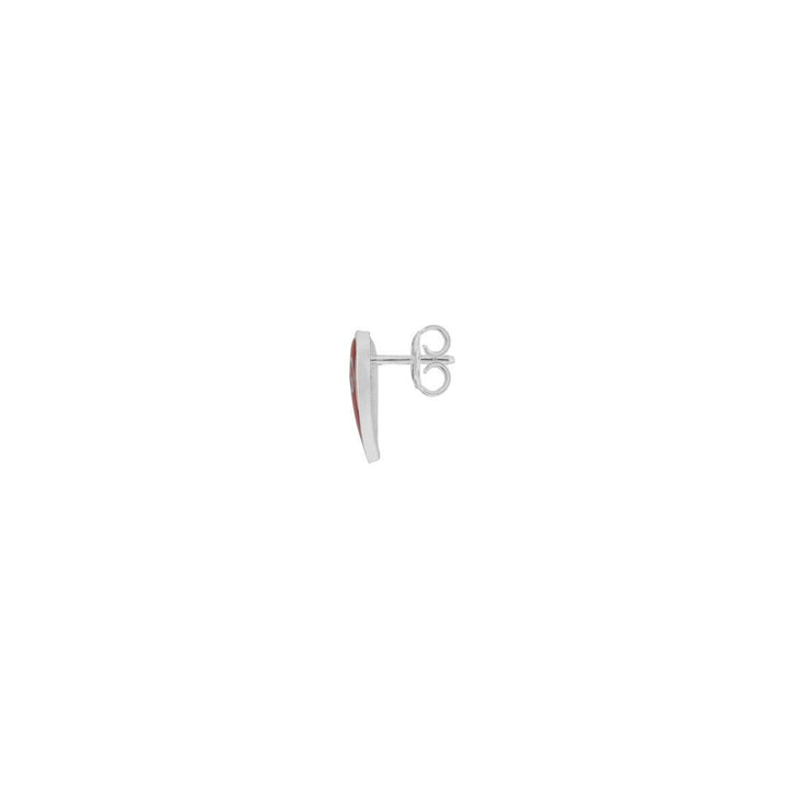 Gucci Heart silver earrings, heart-shaped set with red enamel