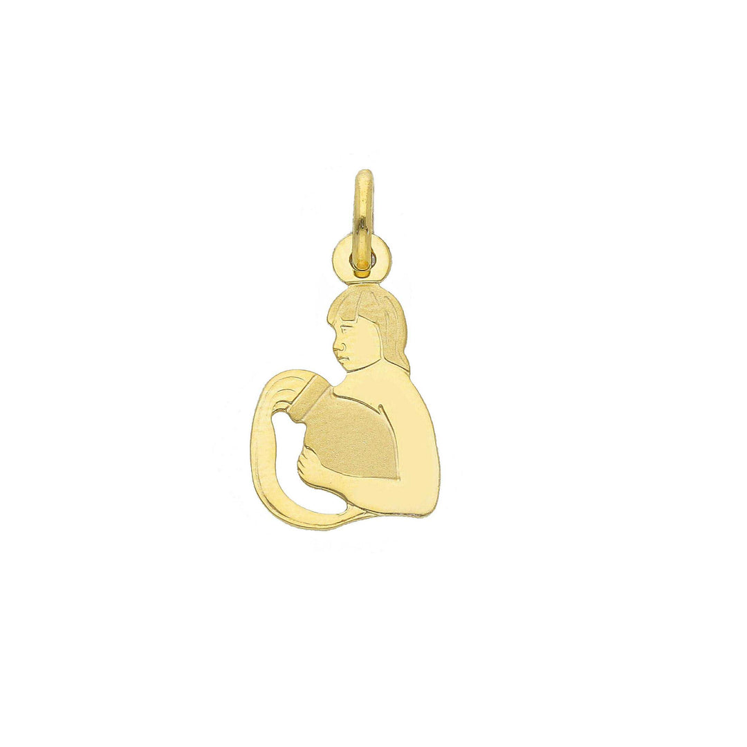 18K Yellow Gold Aquarius Zodiac Sign Pendant