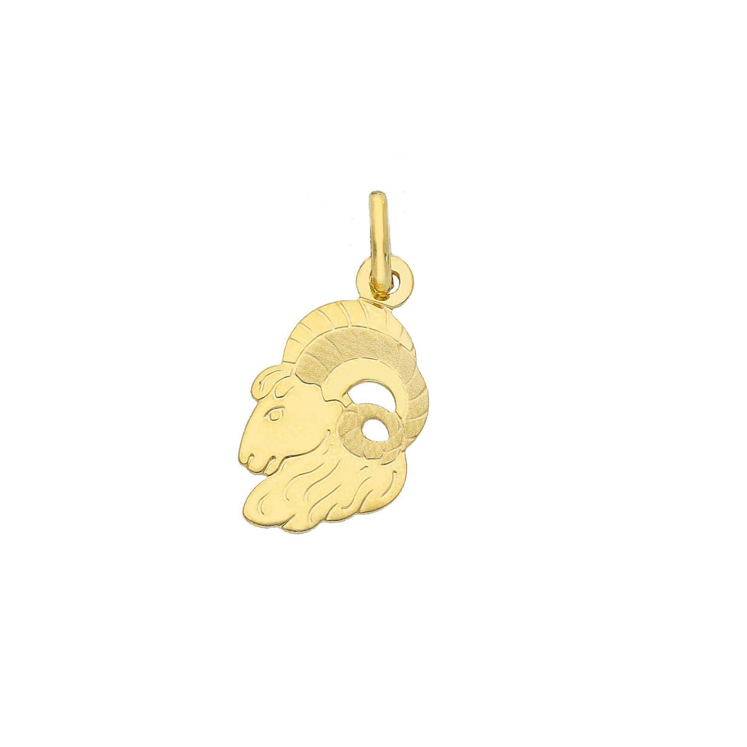 18K Yellow Gold Aries Zodiac Sign Pendant