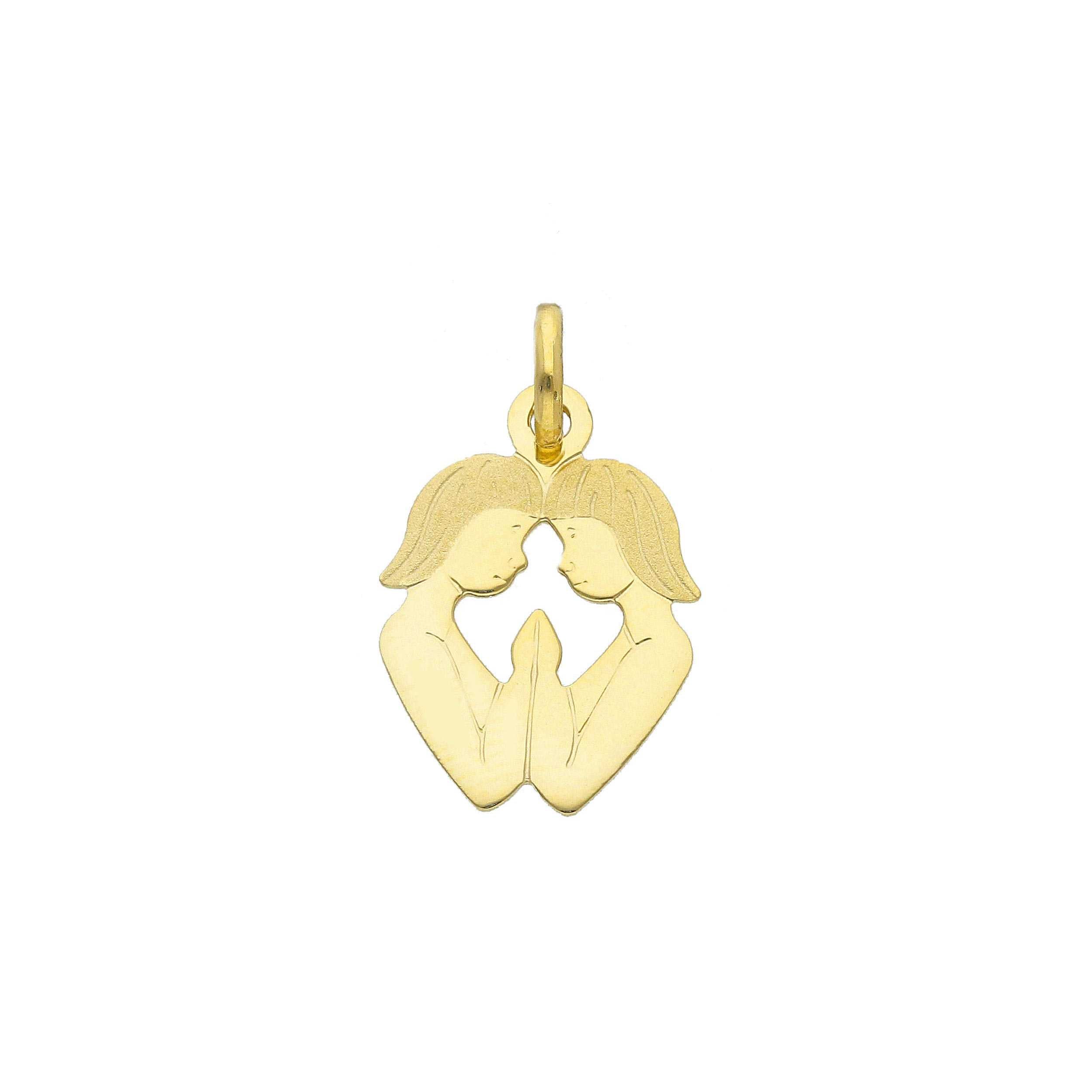 18K Yellow Gold Gemini Zodiac Sign Pendant