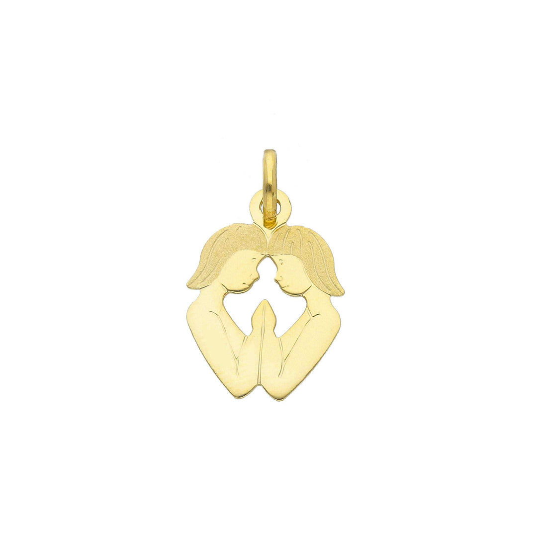 Pendentif signe du zodiaque Gémeau en or jaune 18K