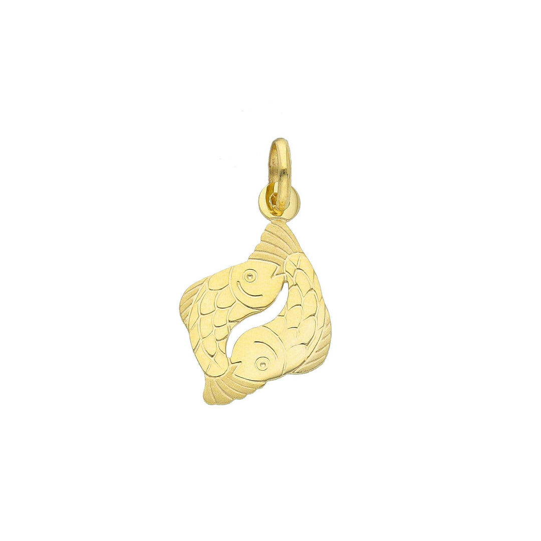 18K Yellow Gold Pisces Zodiac Sign Pendant