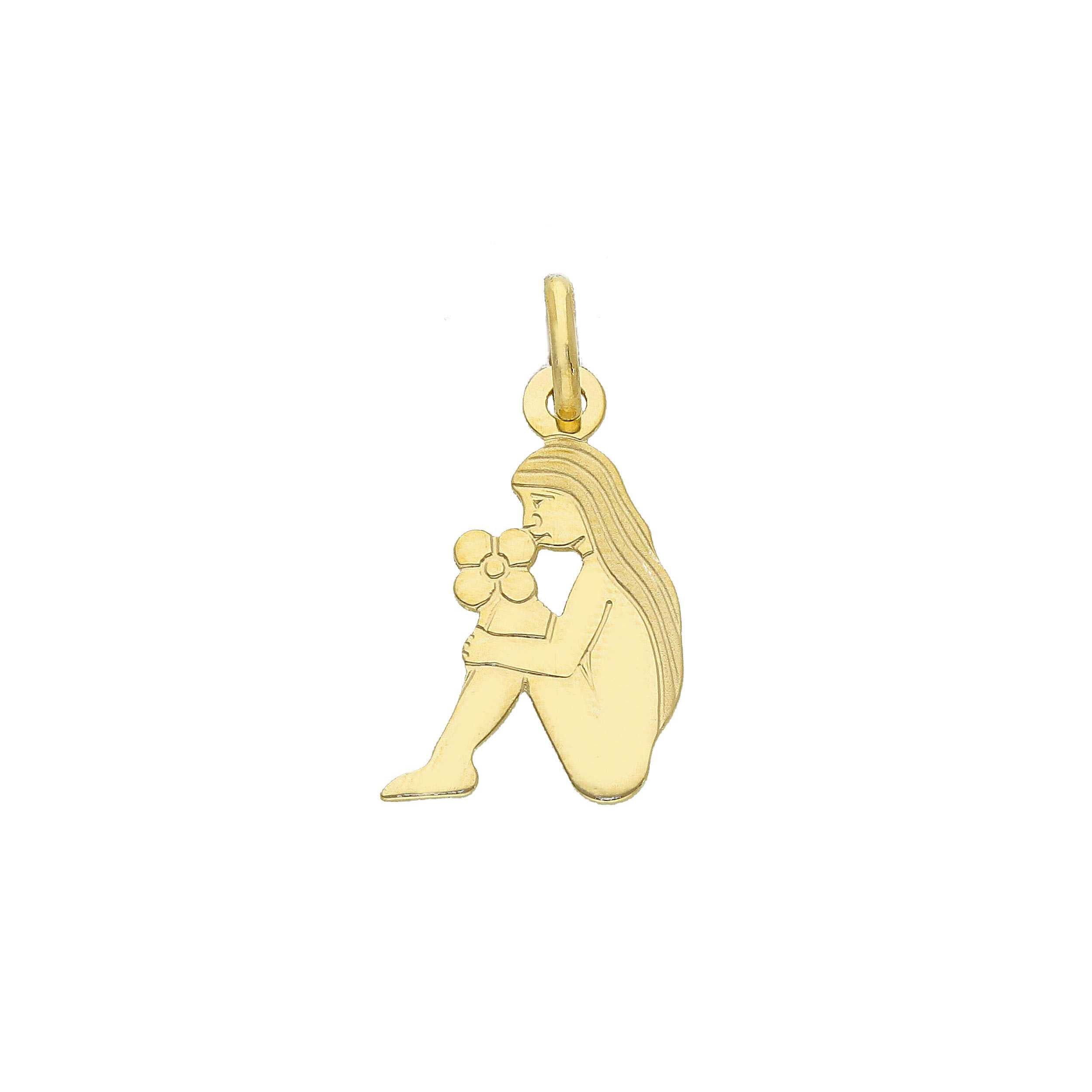 Pendentif signe du zodiaque Vierge en or jaune 18K