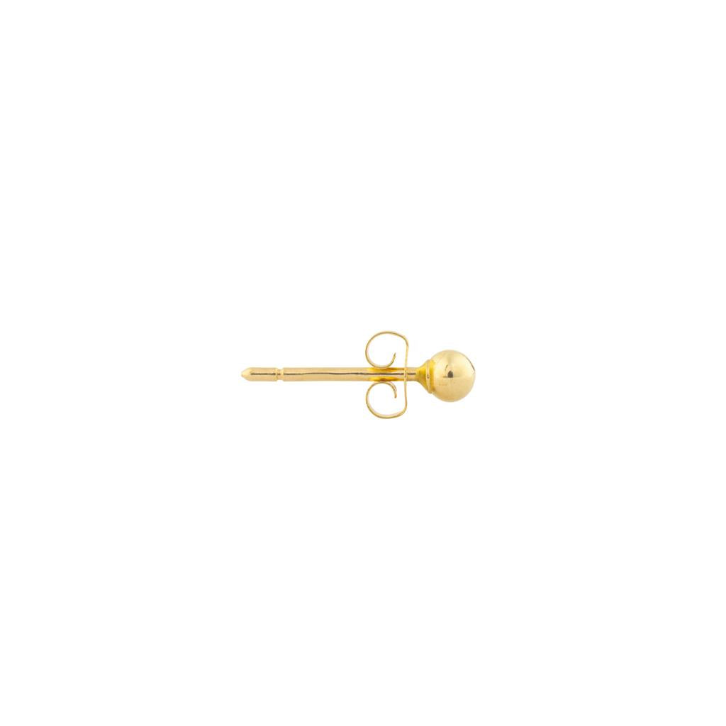 18K yellow gold stud style earrings 3mm