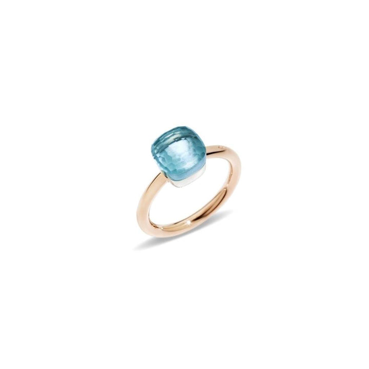 Bague Pomellato Nudo Petit en or rose et or blanc 18k topaze bleu ciel PAB4030-O6000-000OY
