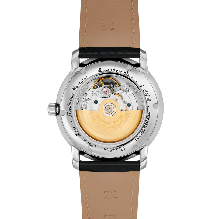 Frederique Constant Classics Heart Beat Moonphase watch in stainless steel with leather strap FC-335MC4P6