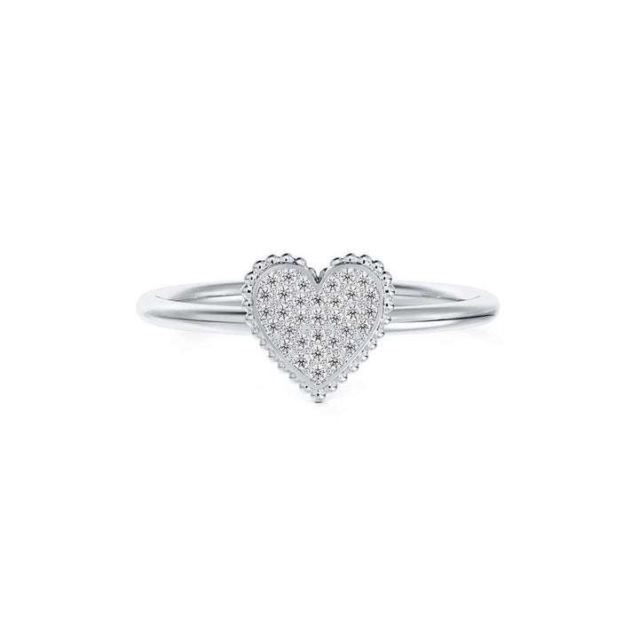 Bague de fiançailles cœur pavée en or blanc 18k diamants 0.17 ct
