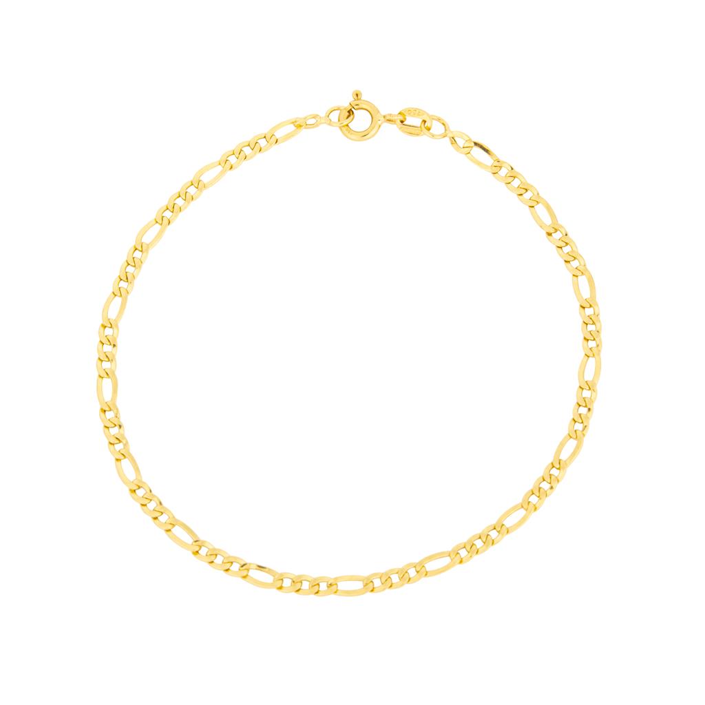 Bracelet en or jaune 18K style Figaro de 3mm