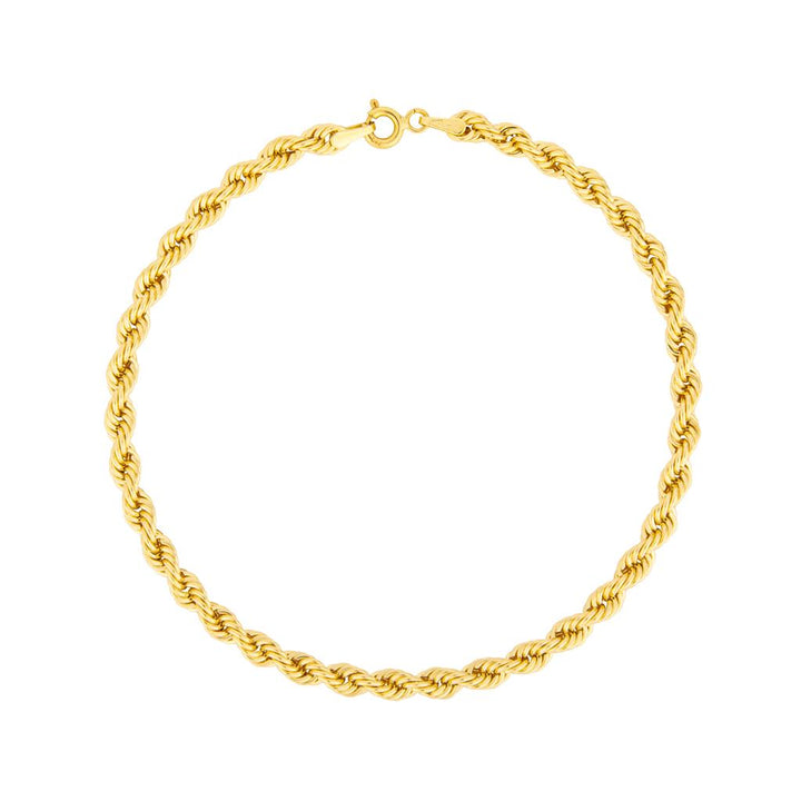 18K yellow gold 3.7mm rope style bracelet