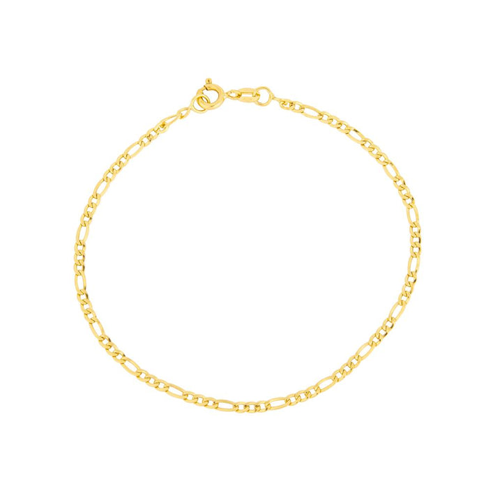 2.4mm Figaro style 18K yellow gold bracelet