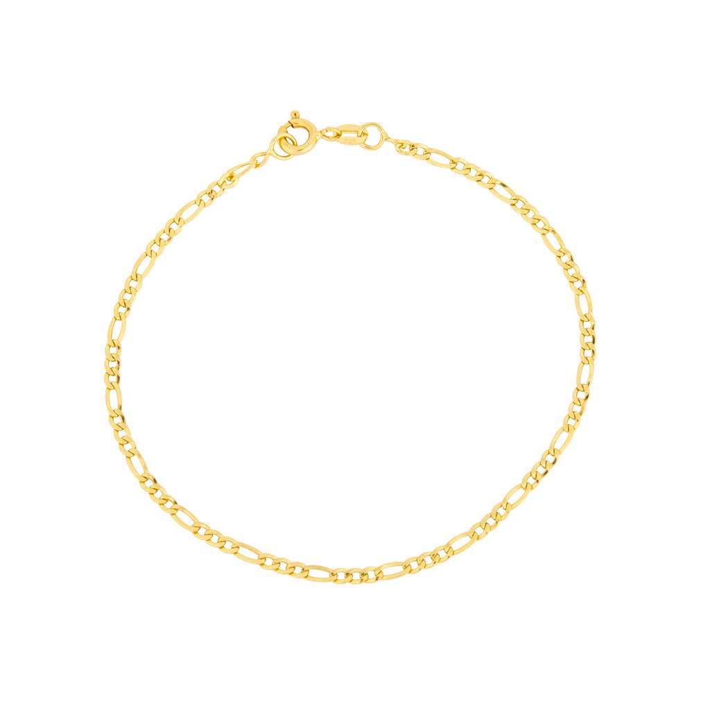 Bracelet en or jaune 18K style Figaro de 2.4mm