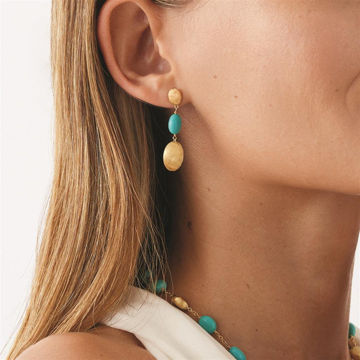 Boucles d’oreilles pendantes Marco Bicego Siviglia en or jaune 18k turquoise OB1857_TU01_Y_02