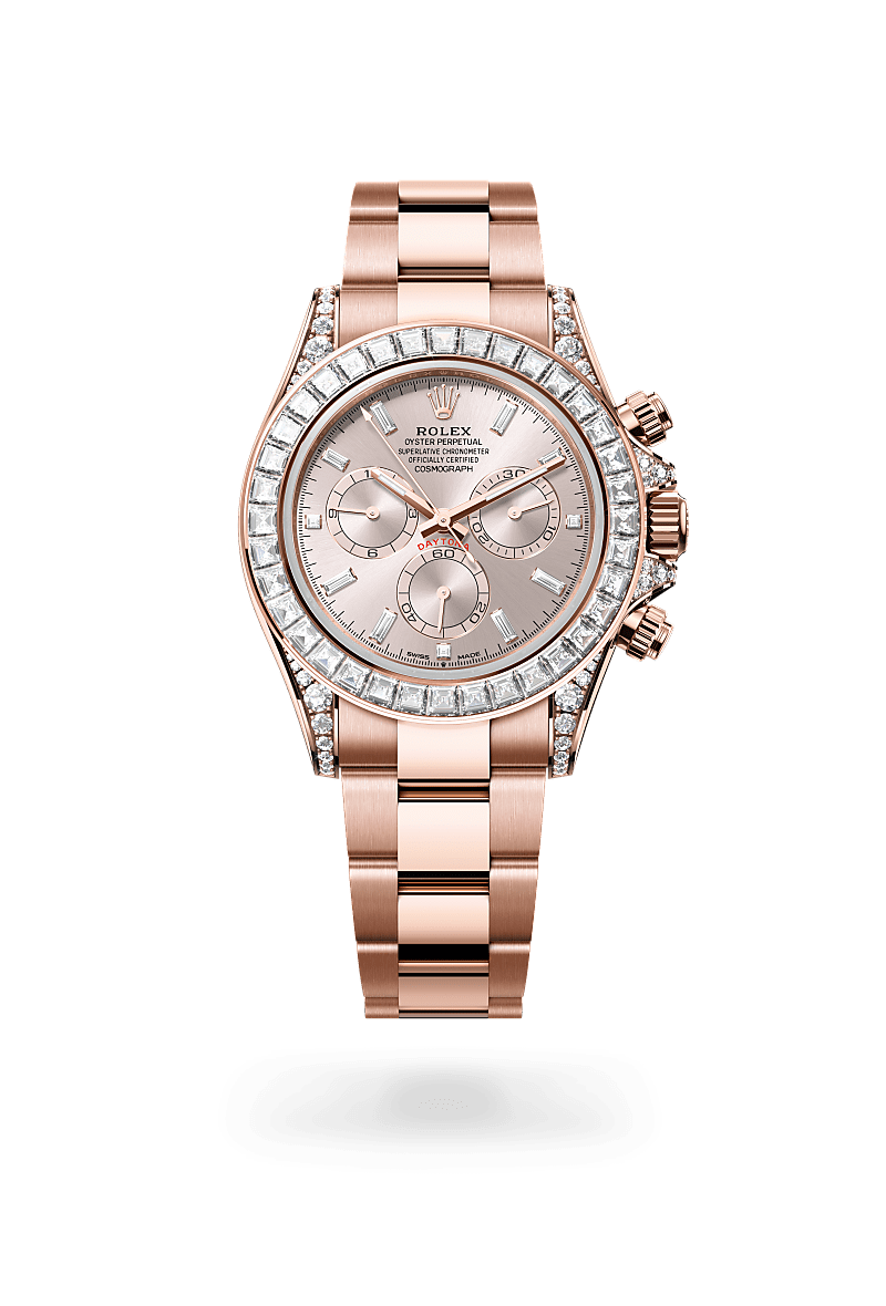 Rolex Cosmograph Daytona in 18 ct Everose gold with lugs set with diamonds, M126595TBR-0001 - Bijouterie Italienne