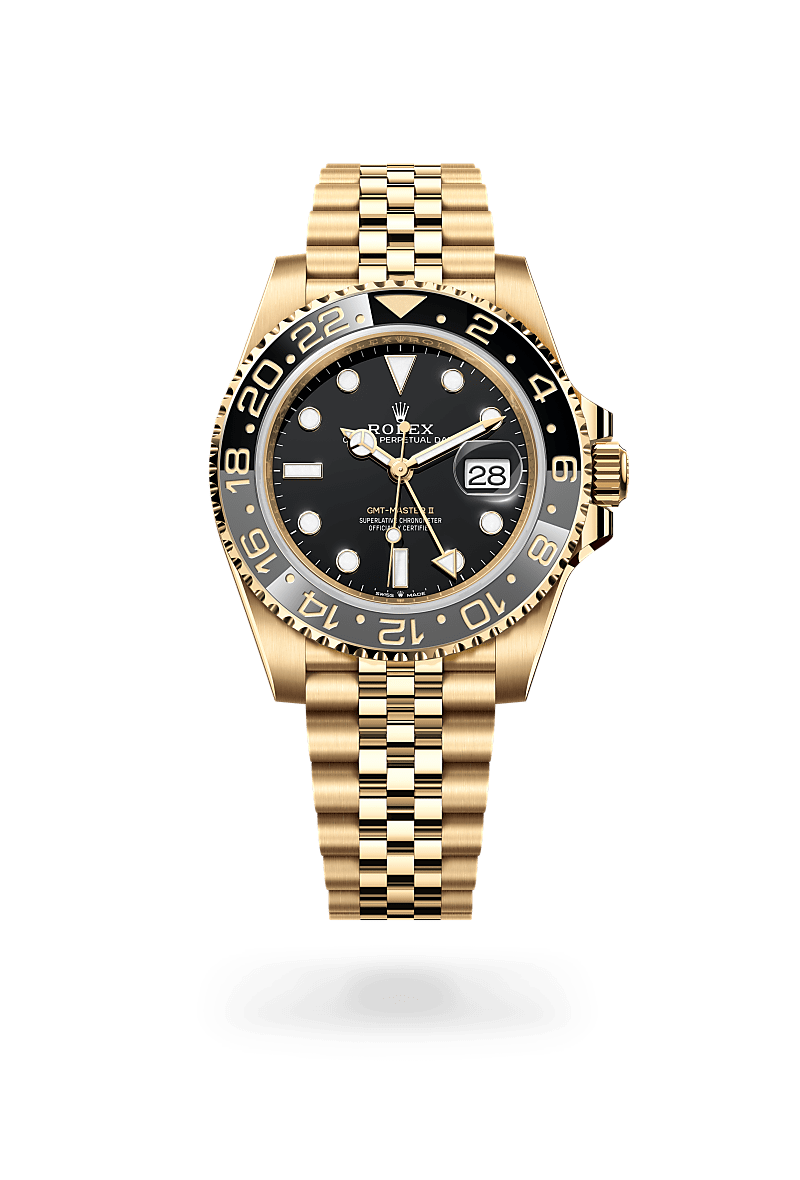 Rolex GMT-Master II in 18 ct yellow gold, M126718GRNR-0001 - Bijouterie Italienne