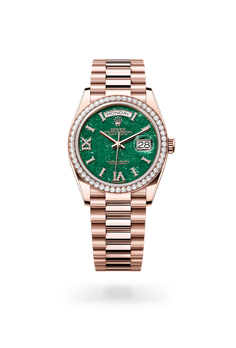 Rolex Day-Date in 18 ct Everose gold, M128345RBR-0068 - Bijouterie Italienne