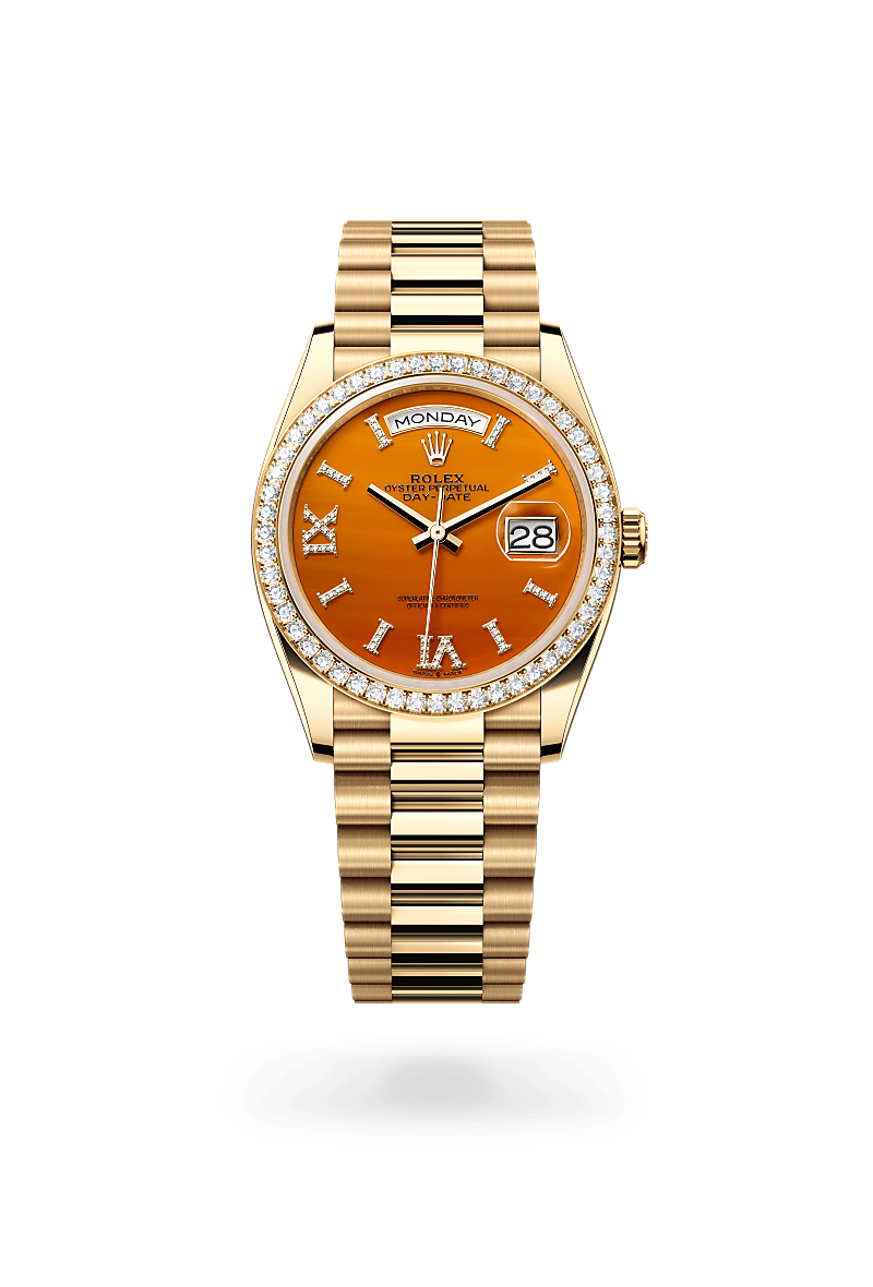 Rolex Day-Date in 18 ct yellow gold, M128348RBR-0049 - Bijouterie Italienne