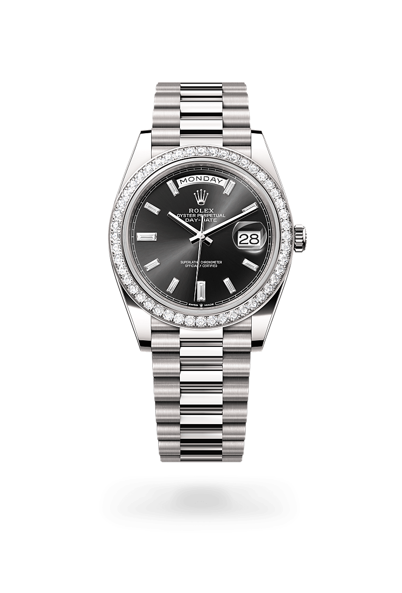 Rolex Day-Date in 18 ct white gold, M228349RBR-0003 - Bijouterie Italienne