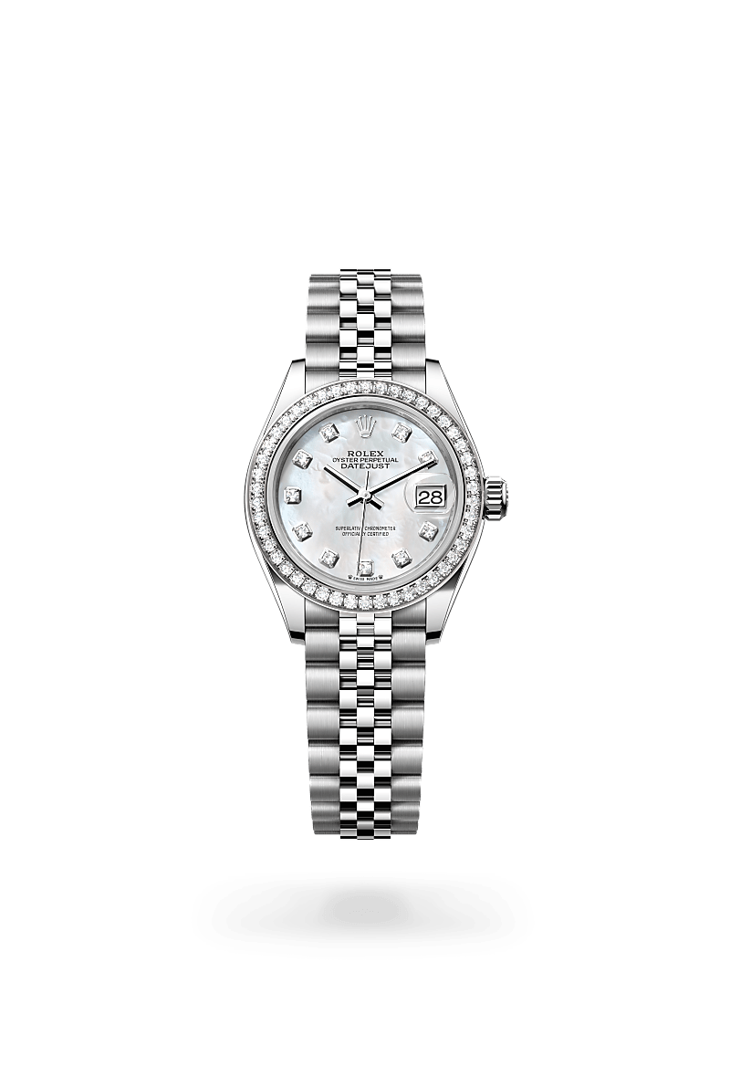 Rolex Lady-Datejust in White Rolesor - combination of Oystersteel and white gold, M279384RBR-0011 - Bijouterie Italienne