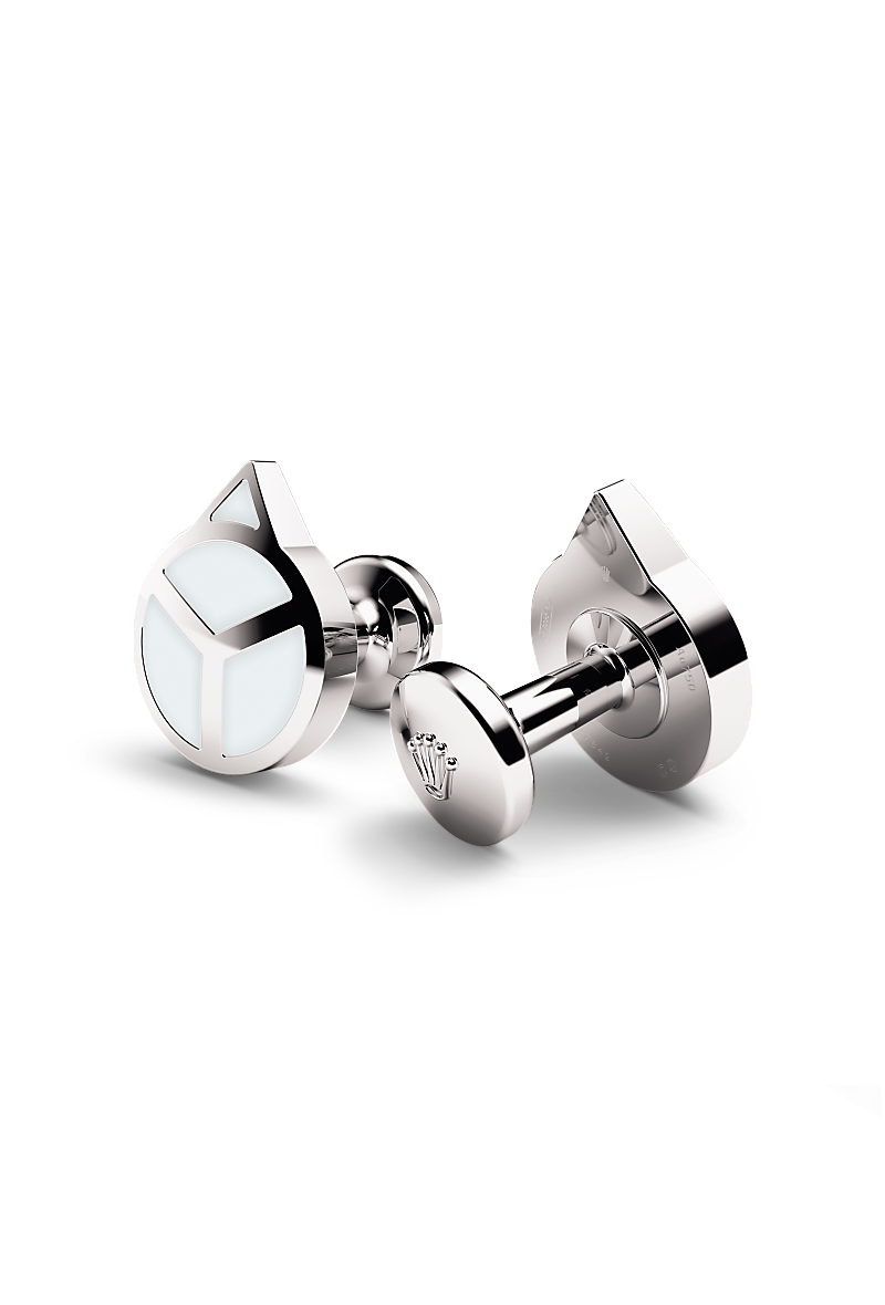 Rolex ‘Hand’ cufflinks in White gold and luminescent material, a1029 at Bijouterie Italienne