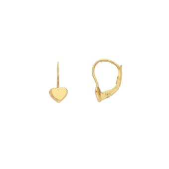 18K Yellow Gold Baby Hoops Earrings Heart