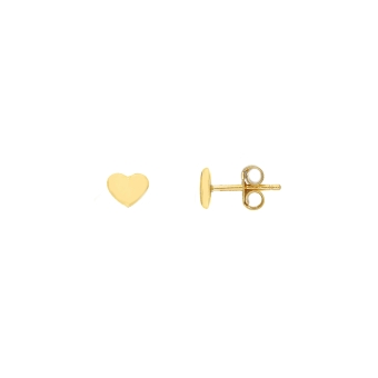 18K Yellow Gold Baby Stud Earrings Heart