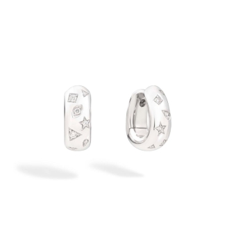 Earrings Pomellato Iconica in 18k white with scattered diamonds