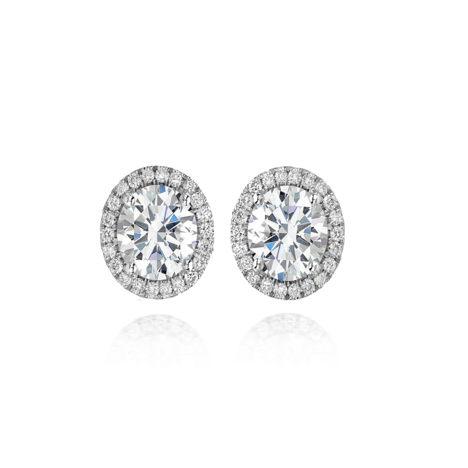 Forevermark Oval Halo Solitaire Studs - Available in 0.60ct and 0.80ct