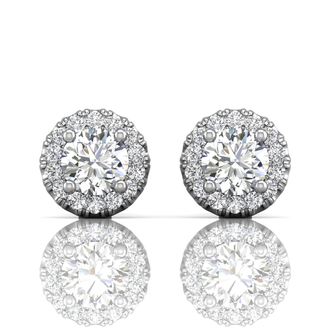 Forevermark Round Halo Solitaire Studs - Available from 0.30ct to 0.60ct