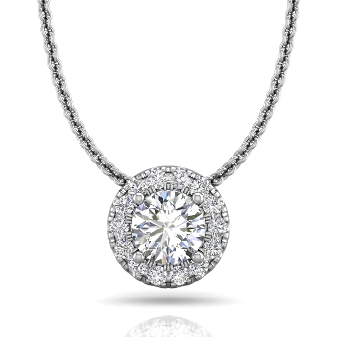 Forevermark Round Halo Necklace - Available from 0.20ct to 0.75ct 